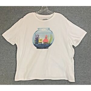 SpongeBob Patrick Star in Fish Bowl T-Shirt Mens 2XL (50-52) White Cotton STAINS